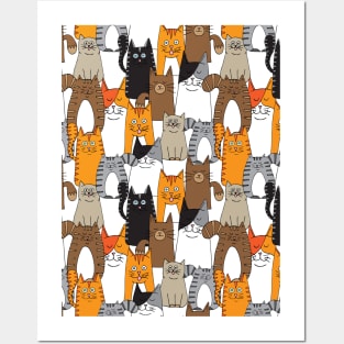 Cute Cats Pattern Posters and Art